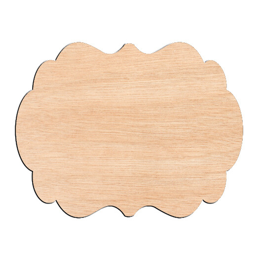 Decorative Rounded Rectangle - Raw Wood Cutout