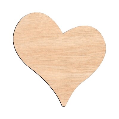 Slanted Heart - Raw Wood Cutout