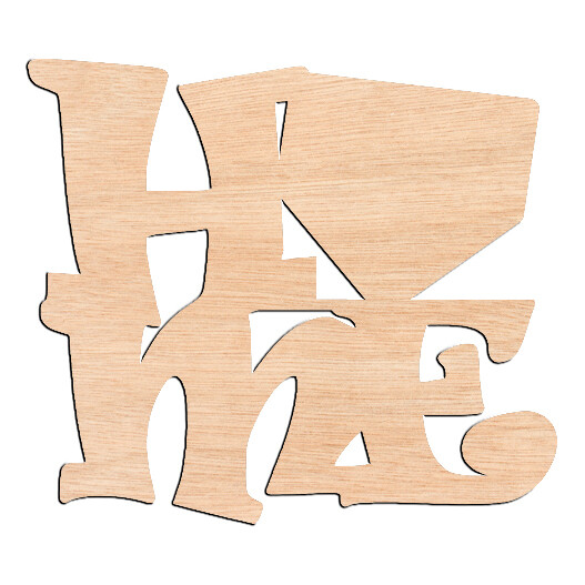 &quot;HOME&quot; with Base Plate - Raw Wood Cutout