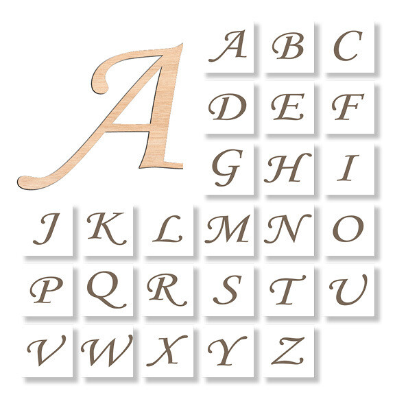 Any Letter - Script Font - Raw Wood Cutout