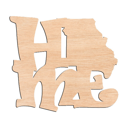 &quot;HOME&quot; with Missouri State - Raw Wood Cutout