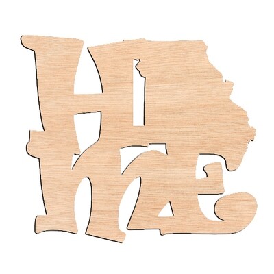 &quot;HOME&quot; with Missouri State - Raw Wood Cutout