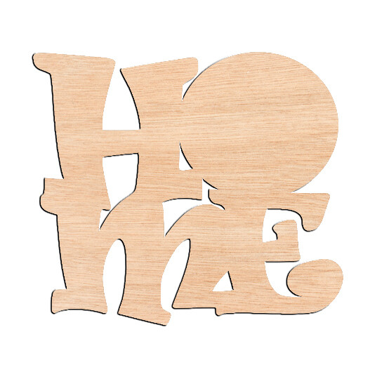 &quot;HOME&quot; with Ball - Raw Wood Cutout