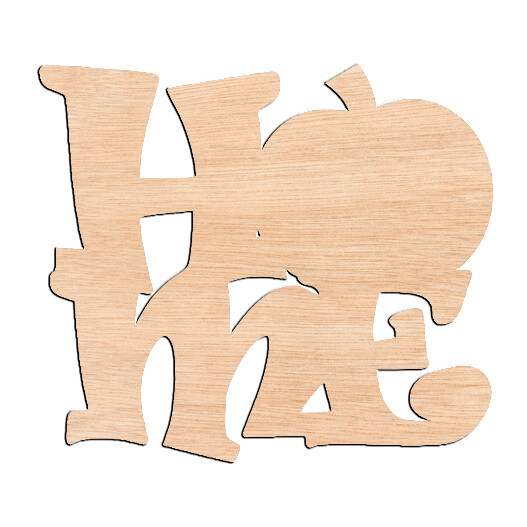 "HOME" with Pumpkin - Raw Wood Cutout