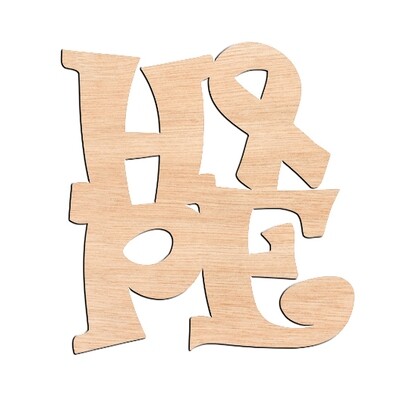 &quot;HOPE&quot; with Awareness Ribbon - Raw Wood Cutout