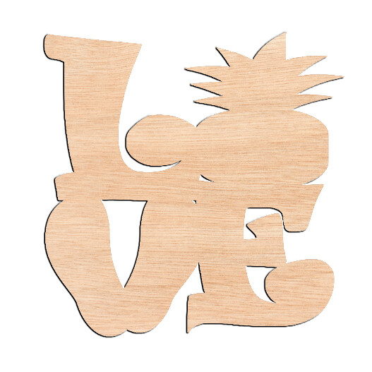 &quot;LOVE&quot; with Pineapple - Raw Wood Cutout