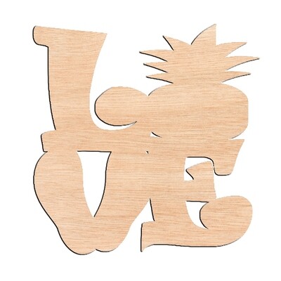 "LOVE" with Pineapple - Raw Wood Cutout