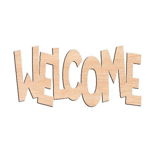 "WELCOME" Bold Script- Raw Wood Cutout