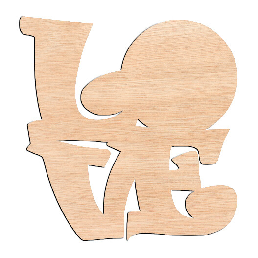 &quot;LOVE&quot; with Ball - Raw Wood Cutout