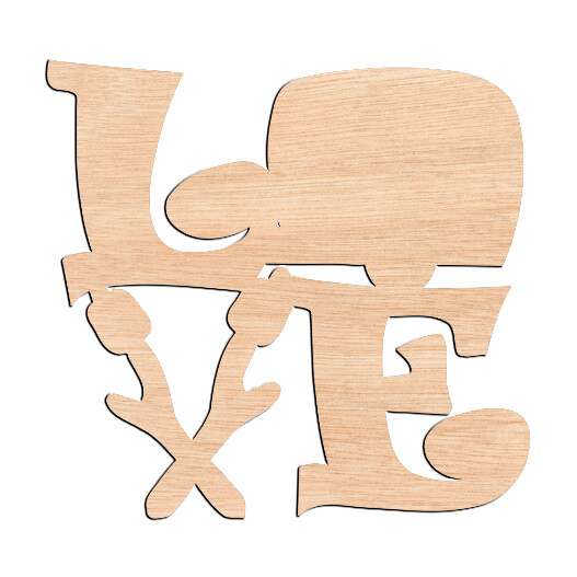 &quot;LOVE&quot; Camping - Raw Wood Cutout