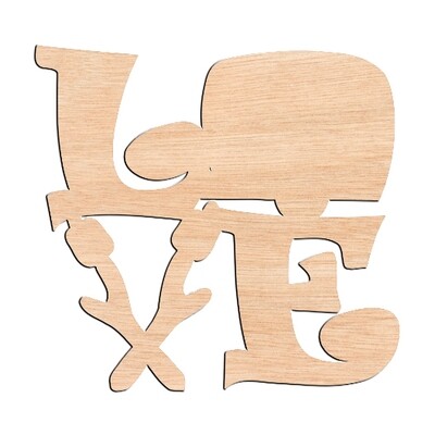 "LOVE" Camping - Raw Wood Cutout