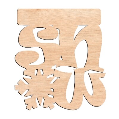 &quot;SNOW&quot; with Snowflake - Raw Wood Cutout