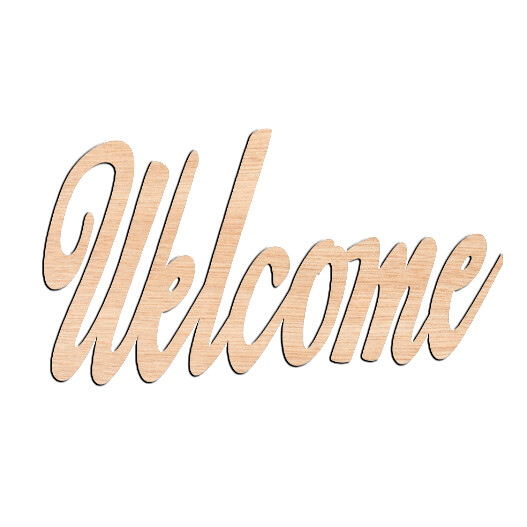 &quot;WELCOME&quot; Italic Script- Raw Wood Cutout