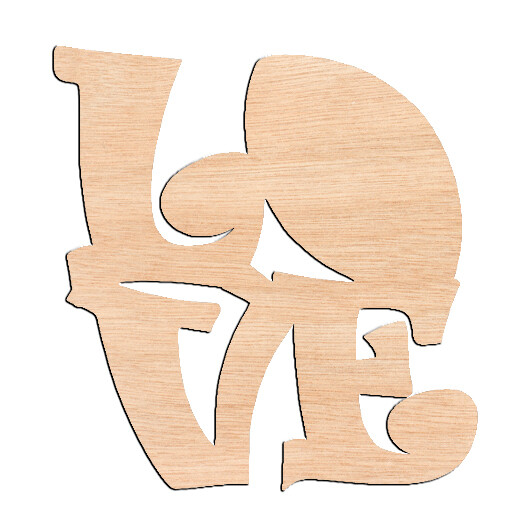&quot;LOVE&quot; with Football - Raw Wood Cutout