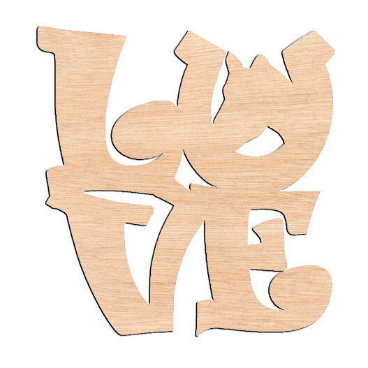 &quot;LOVE&quot; with Horse in Horseshoe - Raw Wood Cutout