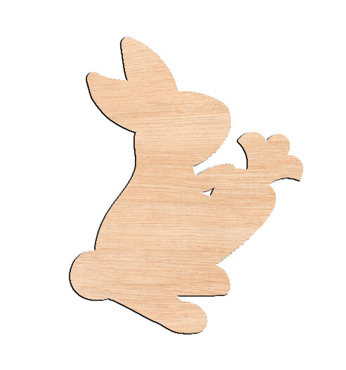 Bunny with Carrot - Raw Wood Cutout