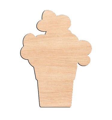 Flower Pot - Raw Wood Cutout