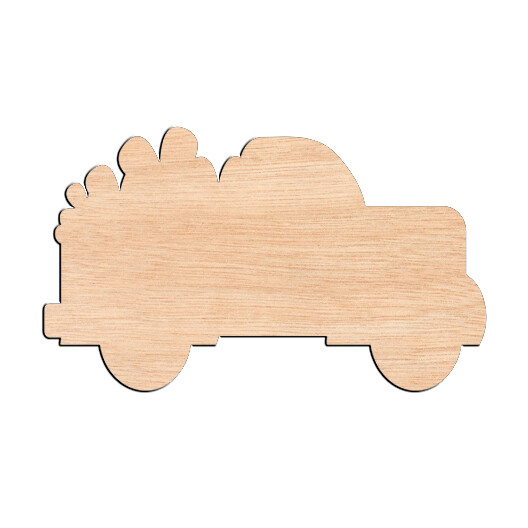 Flower Truck - Raw Wood Cutout