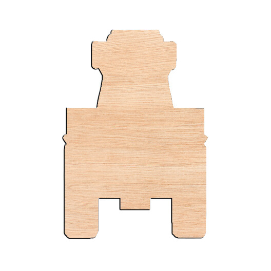Tractor Rear View - Raw Wood Cutout