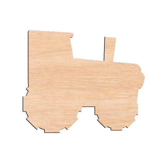 Tractor Side View - Raw Wood Cutout