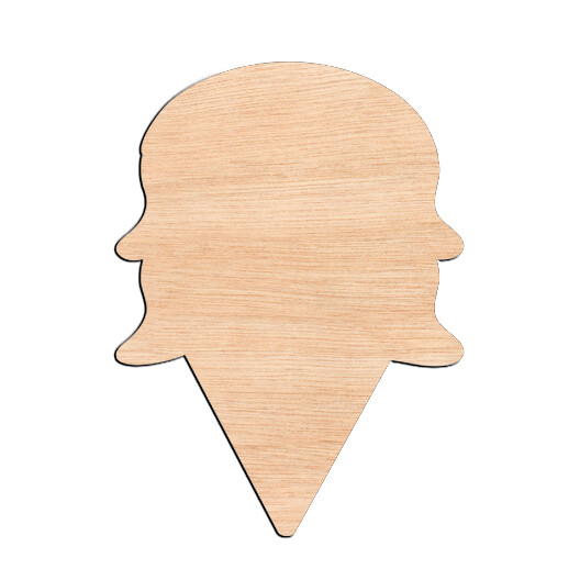 Ice Cream Cone - Raw Wood Cutout