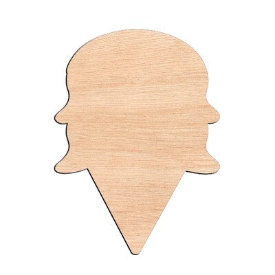 Ice Cream Cone - Raw Wood Cutout