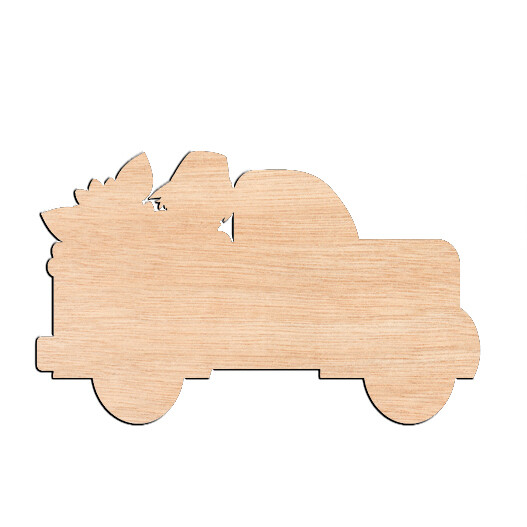 Scarecrow and Sunflower Truck - Raw Wood Cutout