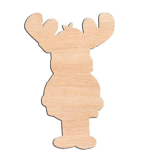 Moose with Sign - Raw Wood Cutout