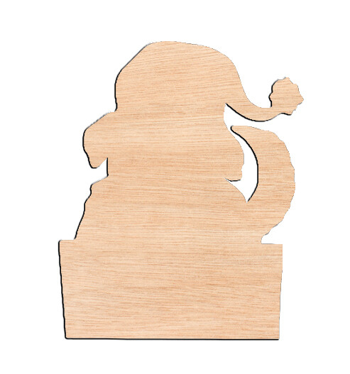 Puppy in Gift Box - Raw Wood Cutout