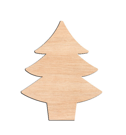 Pine Tree in Vase - Raw Wood Cutout