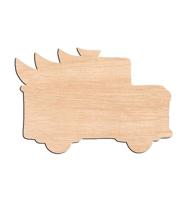 Truck with Tree - Raw Wood Cutout