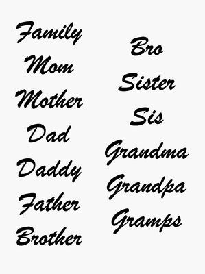 Family words- Raw Wood Cutout Family words- Raw Wood Cutout