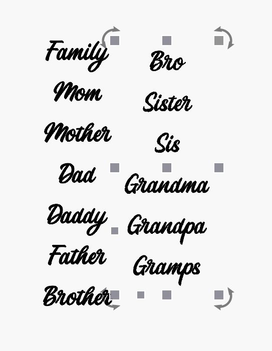 Family words- Raw Wood Cutout