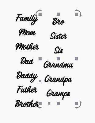 Family words- Raw Wood Cutout
