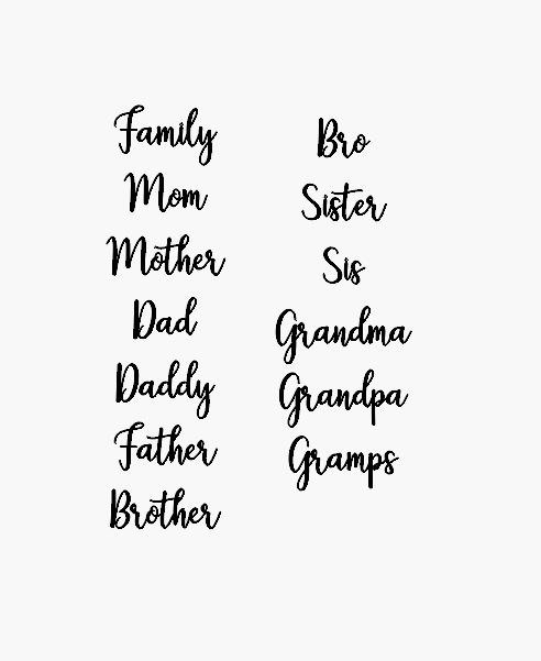 Family words- Raw Wood Cutout