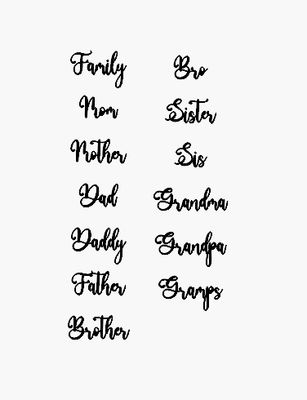 Family words- Raw Wood Cutout