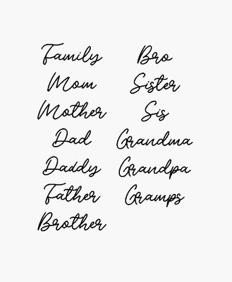 Family words- Raw Wood Cutout