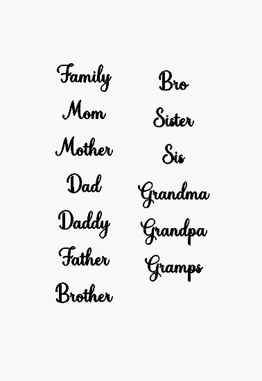 Family words- Raw Wood Cutout