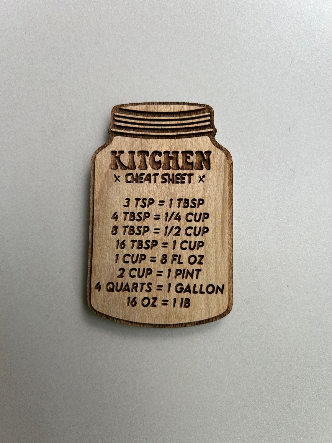 Kitchen Cheat Sheet Mason Jar