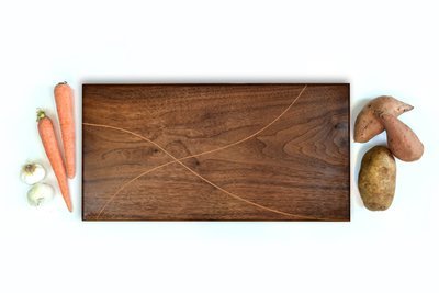 Walnut Cutting Board with Cherry Wood Inlay