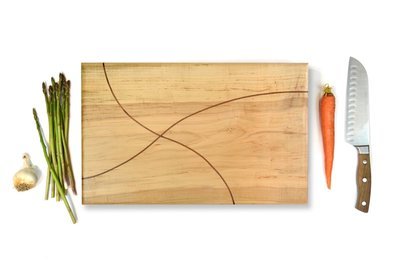 Hard Maple Cutting Board with Walnut Inlay