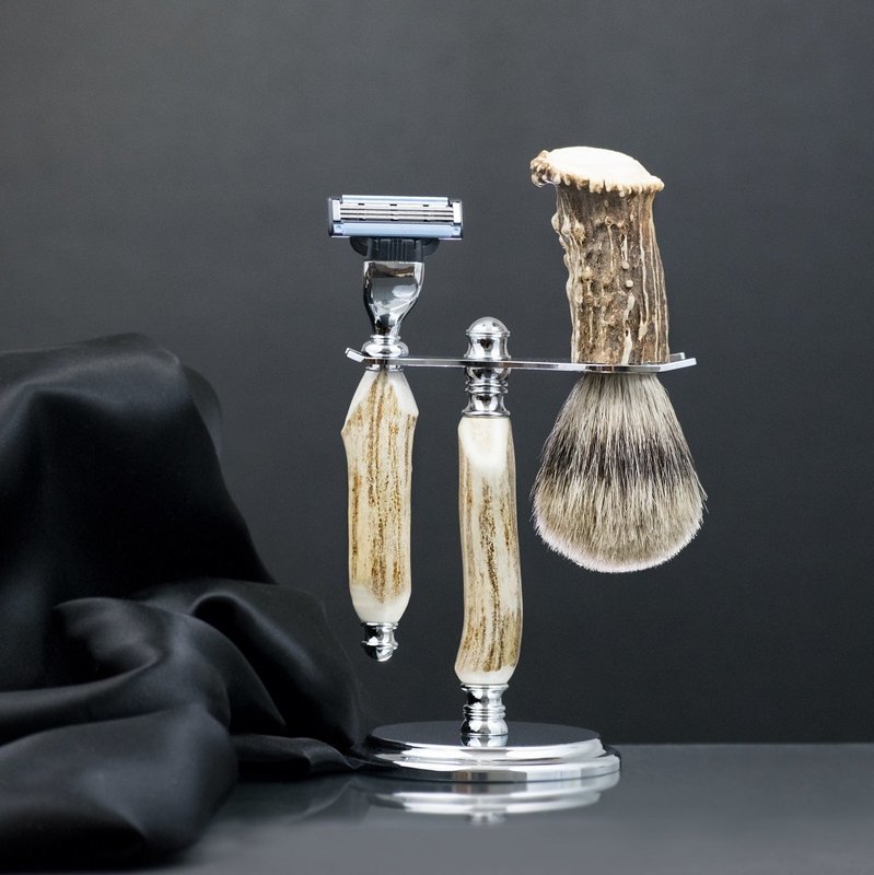 Men&#39;s Shaving Set - Deer Antler
