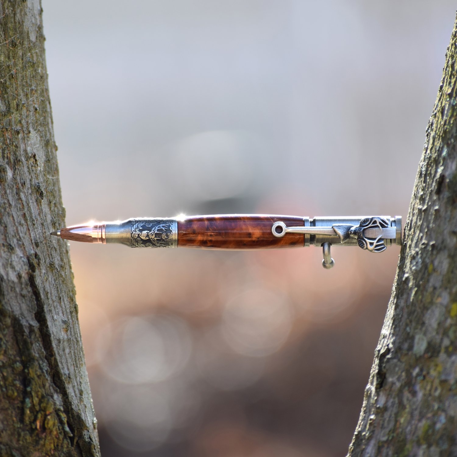 Bullet Pen - Deer Antler Edition - Thuya Burl Wood