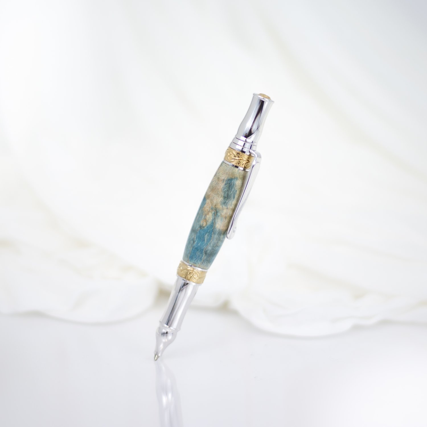 Heirloom Pen - Curly Maple Dyed Blue