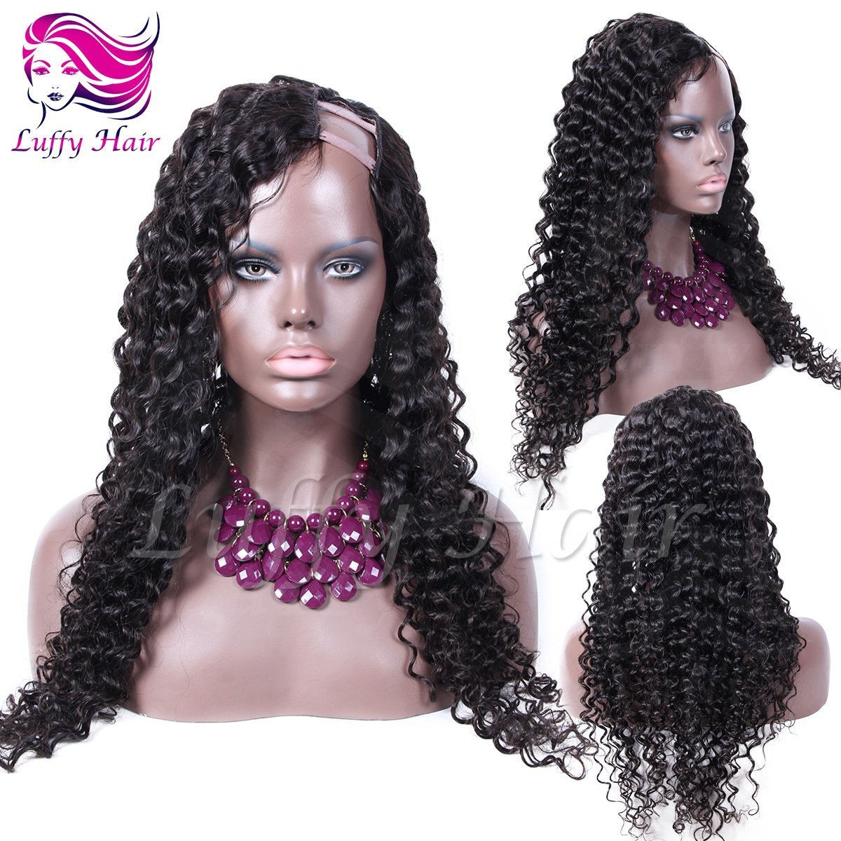 8A Virgin Human Hair Curly U Part Wig - KWU045