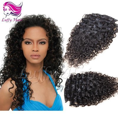 8A Virgin Human Hair Curly Clip In Hair Extensions - KIL011