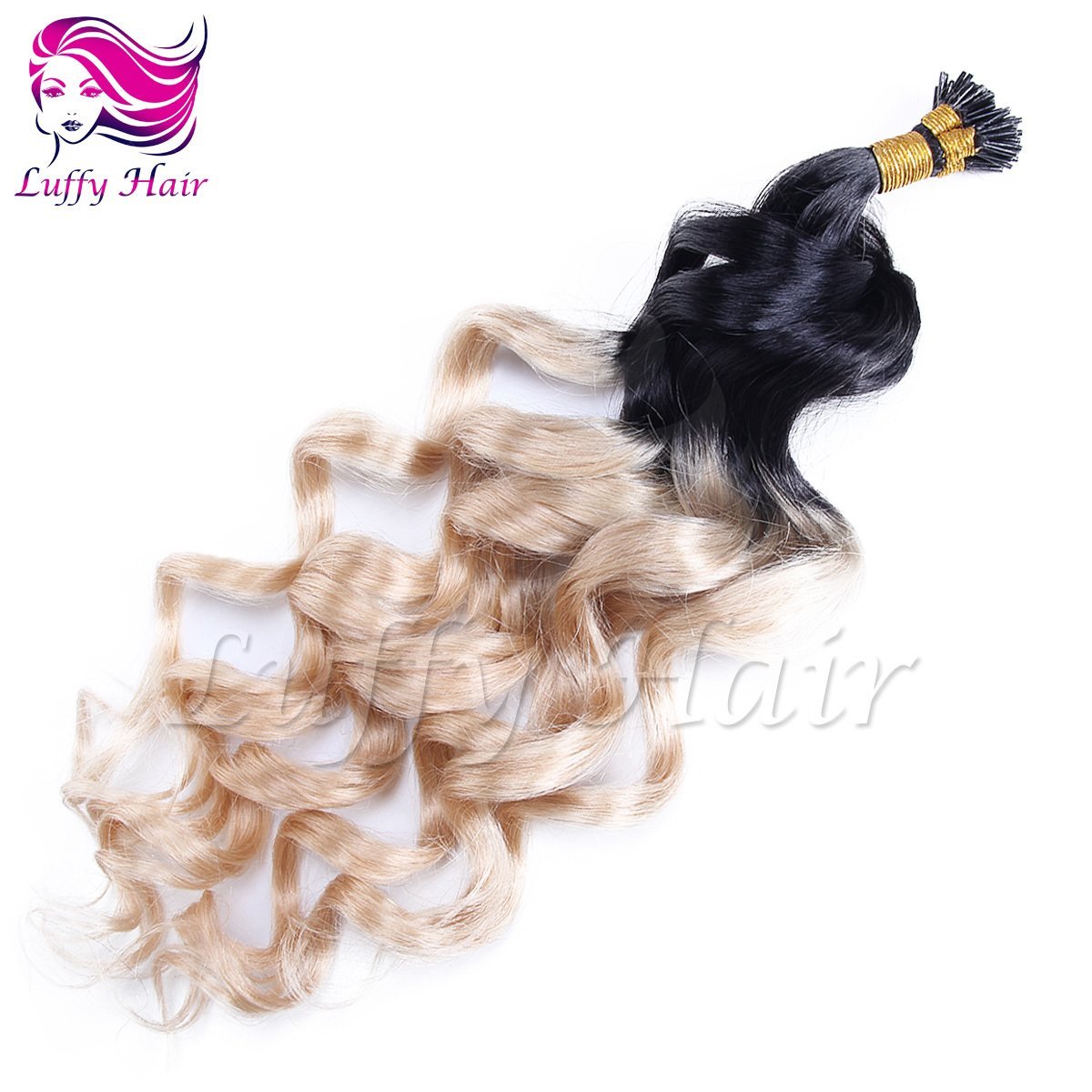 10A Virgin Human Hair Color #1B/#22 Ombre Body Wave Fusion Hair Extensions - KFL015