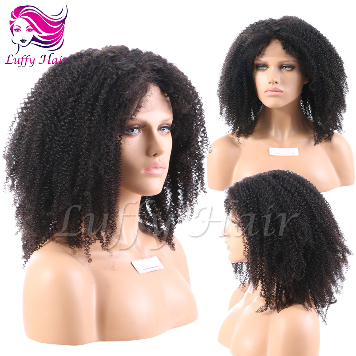 8A Virgin Human Hair Afro Kinky Curly Wig - KWL061