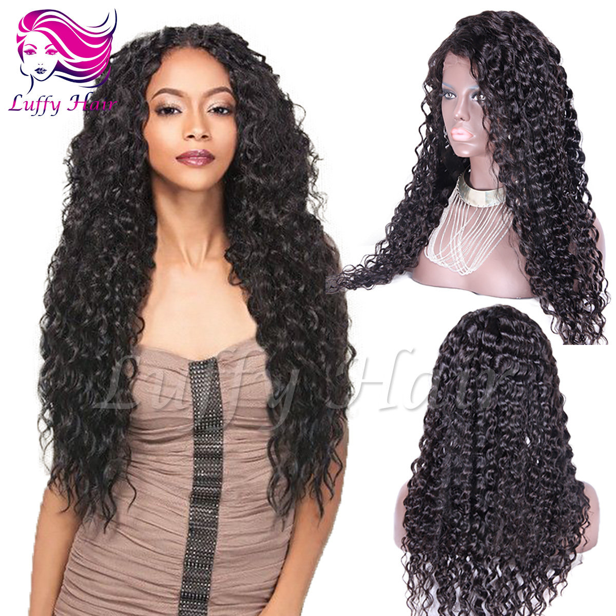 8A Virgin Human Hair Curly Wig - KWL035