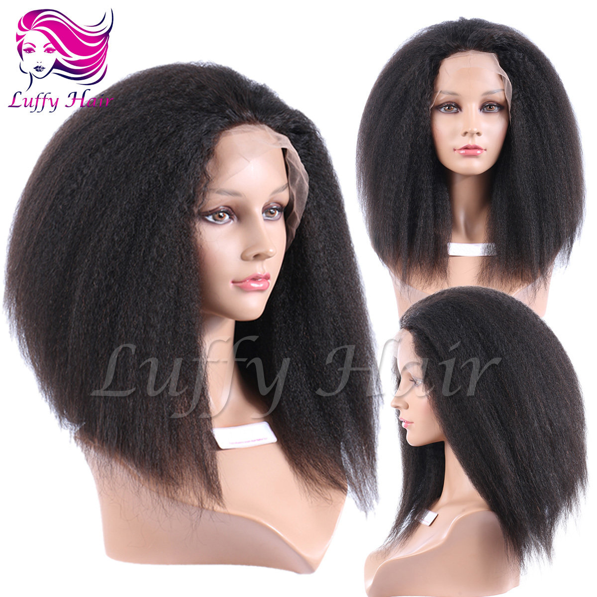 8A Virgin Human Hair 150% Density Kinky Straight Wig - KWL056